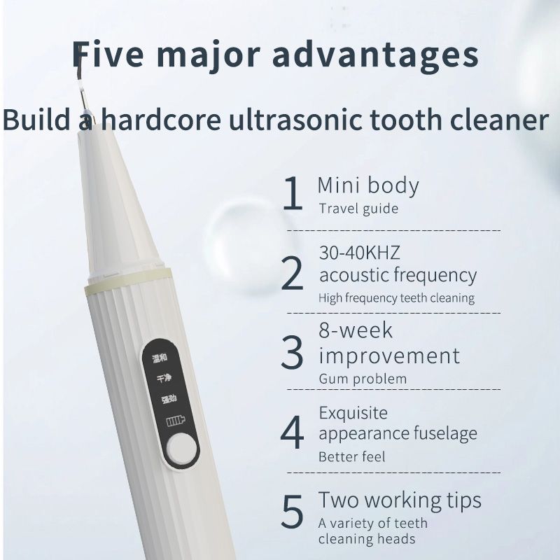 Pro Ultrasonic Teeth Cleaner - 3-Speed Stainless Steel Dental Calculus Remover  High-Frequency Vibration & Dual Tips for Efficient Cleaning  Portable Design with 8-Week Gum Care