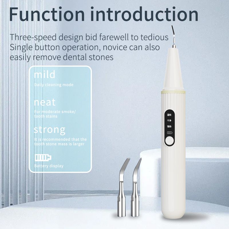 Pro Ultrasonic Teeth Cleaner - 3-Speed Stainless Steel Dental Calculus Remover  High-Frequency Vibration & Dual Tips for Efficient Cleaning  Portable Design with 8-Week Gum Care