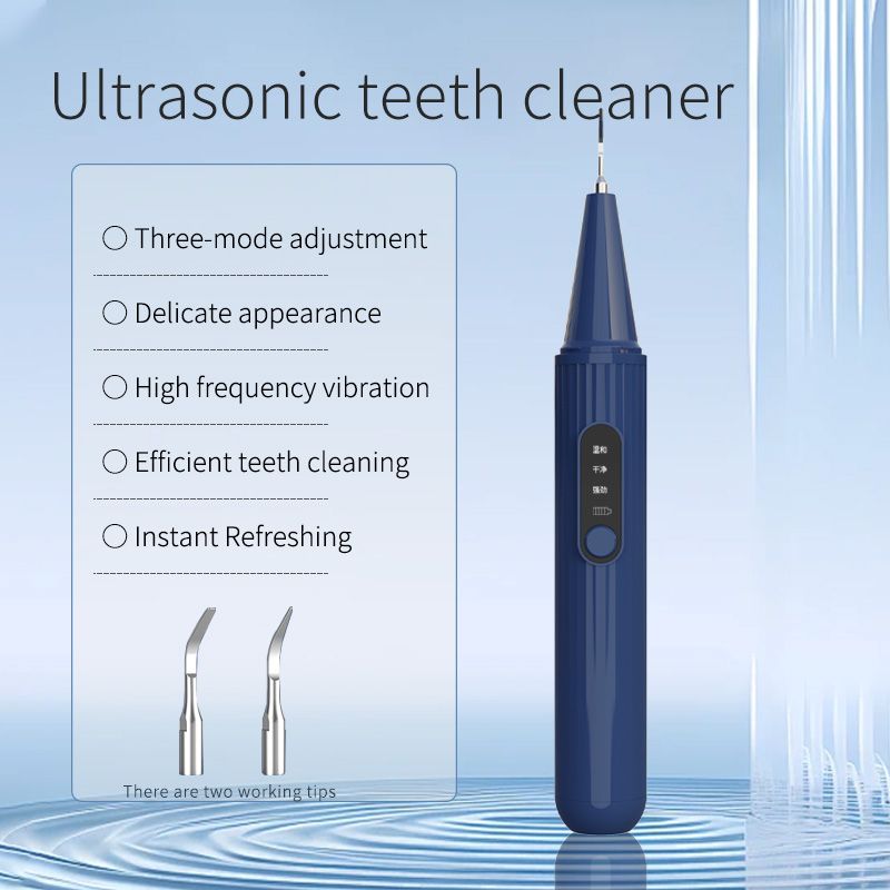Pro Ultrasonic Teeth Cleaner - 3-Speed Stainless Steel Dental Calculus Remover  High-Frequency Vibration & Dual Tips for Efficient Cleaning  Portable Design with 8-Week Gum Care