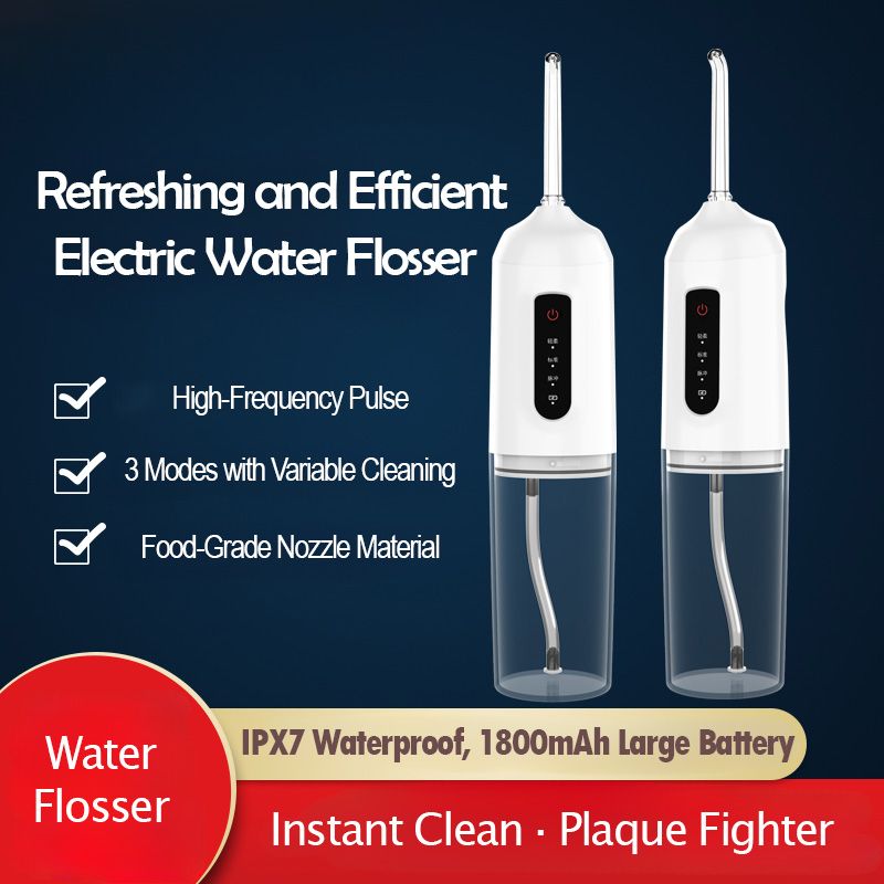 Smart Electric Water Flosser with 1400 Pulses/Min  360° Rotatable Nozzle Pulse Cleaning Tech & 3 Modes 193ml Tank  1800mAh Long-Lasting Battery Perfect for Braces & Oral Care