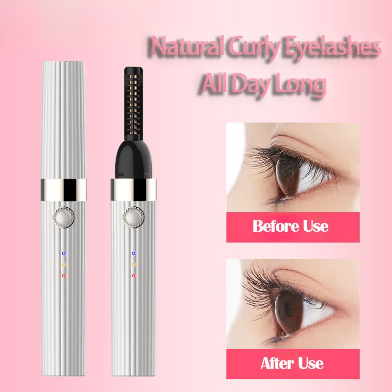 Rechargeable 3-Temperature Smart Eyelash Curler 10-Min Auto Stop Heat-Safe Design 3D Dynamic Curl + Mascara Doubles Effect Long-Lasting Lift for Natural Electrifying Eyes