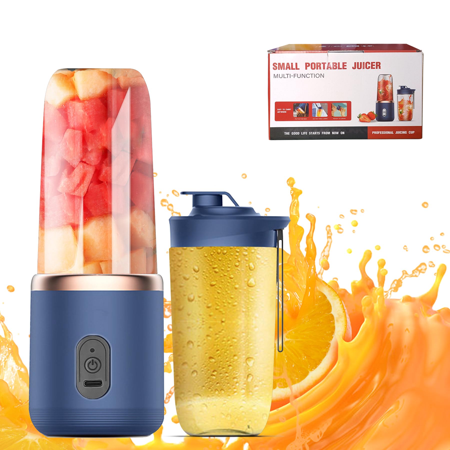 UPHUI Personal Blender for Shakes and Smoothies Portable Mixer Fruit Juicer USB Rechargeable with 6 Blades Handheld Blenders for Sports Travel and Outdoors Small Electric Mini Blender
