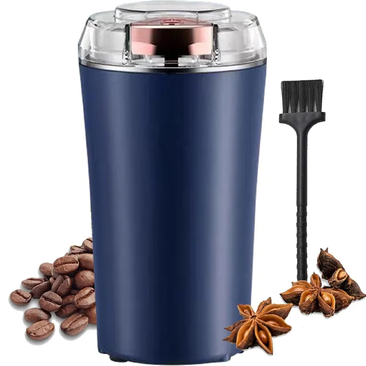 UPHUI Grinders Electric coffee grinder bean grinder spice grinder coffee bean vanilla grinder with integrated brush scoop one touch button stainless steel grinding vanilla peanut cereal beans