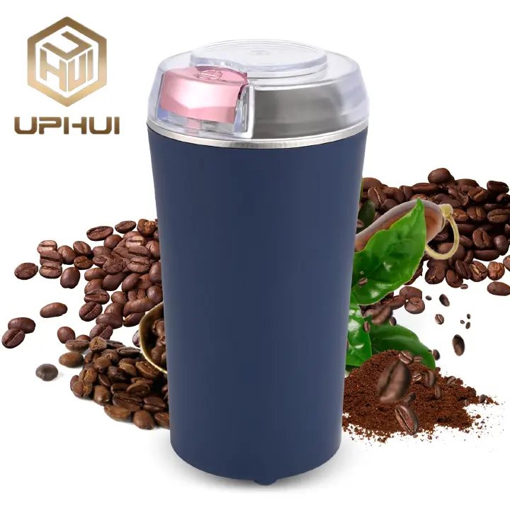 UPHUI Grinders Electric coffee grinder bean grinder spice grinder coffee bean vanilla grinder with integrated brush scoop one touch button stainless steel grinding vanilla peanut cereal beans