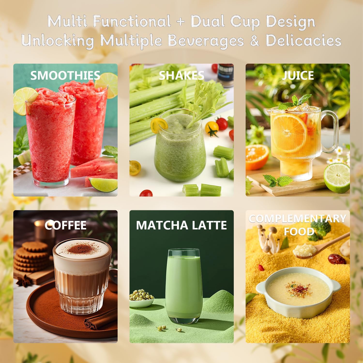 UPHUI Juicer Blender Upgraded 3-in-1 Handheld Portable Blender Baby Food Dispenser Equipped with 10 Blades and 2 Cups  Fruit Juicer Baby Food Dispenser Suitable for Travel Sports Outdoor Activities