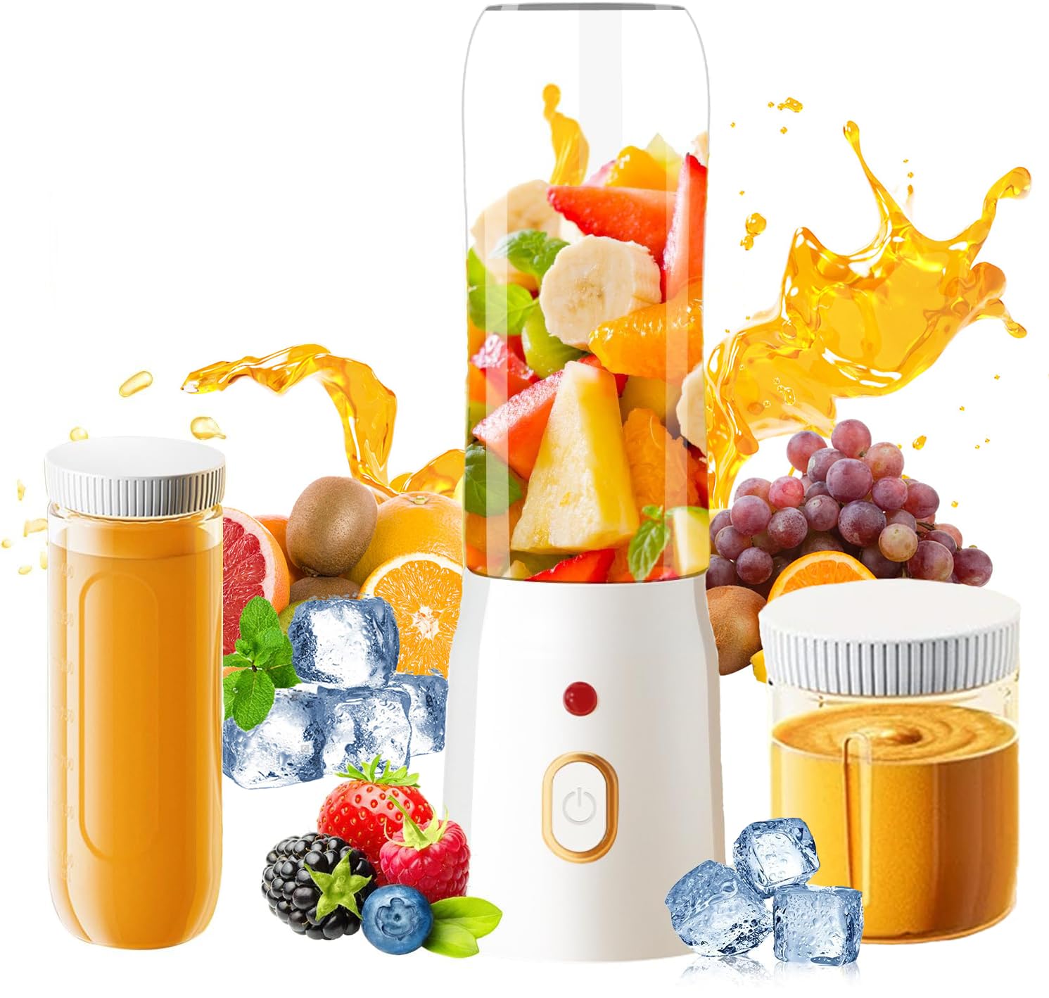 UPHUI Juicer Blender Upgraded 3-in-1 Handheld Portable Blender Baby Food Dispenser Equipped with 10 Blades and 2 Cups  Fruit Juicer Baby Food Dispenser Suitable for Travel Sports Outdoor Activities