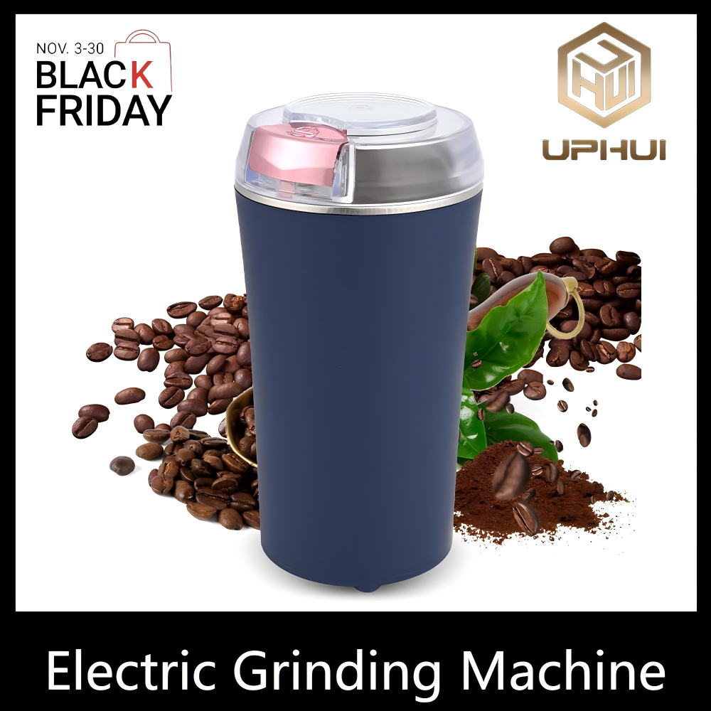 UPHUI Grinders Electric coffee grinder bean grinder spice grinder coffee bean vanilla grinder with integrated brush scoop one touch button stainless steel grinding vanilla peanut cereal beans