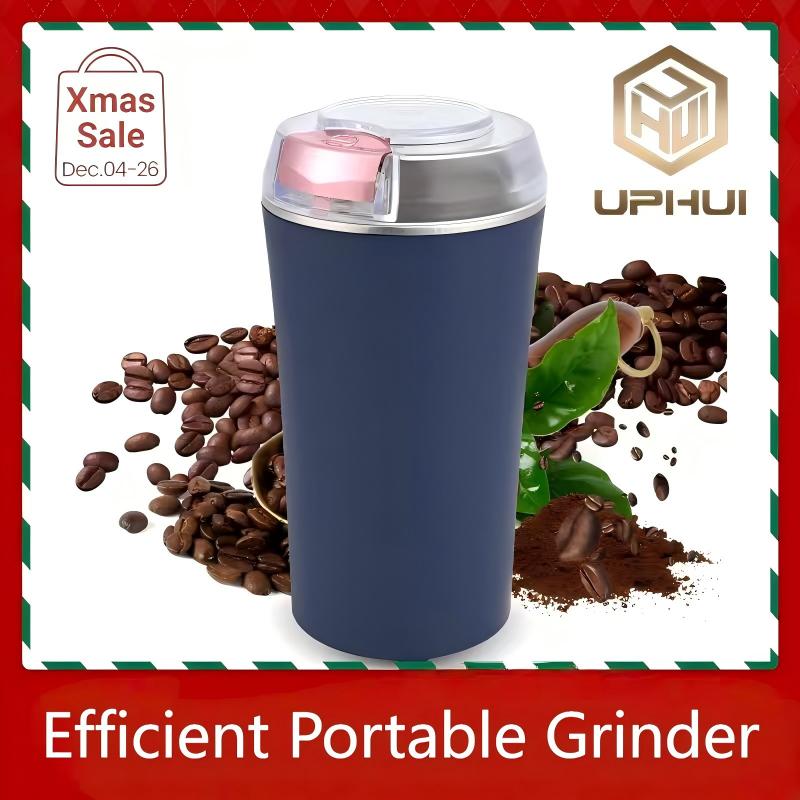UPHUI Grinders Electric coffee grinder bean grinder spice grinder coffee bean vanilla grinder with integrated brush scoop one touch button stainless steel grinding vanilla peanut cereal beans