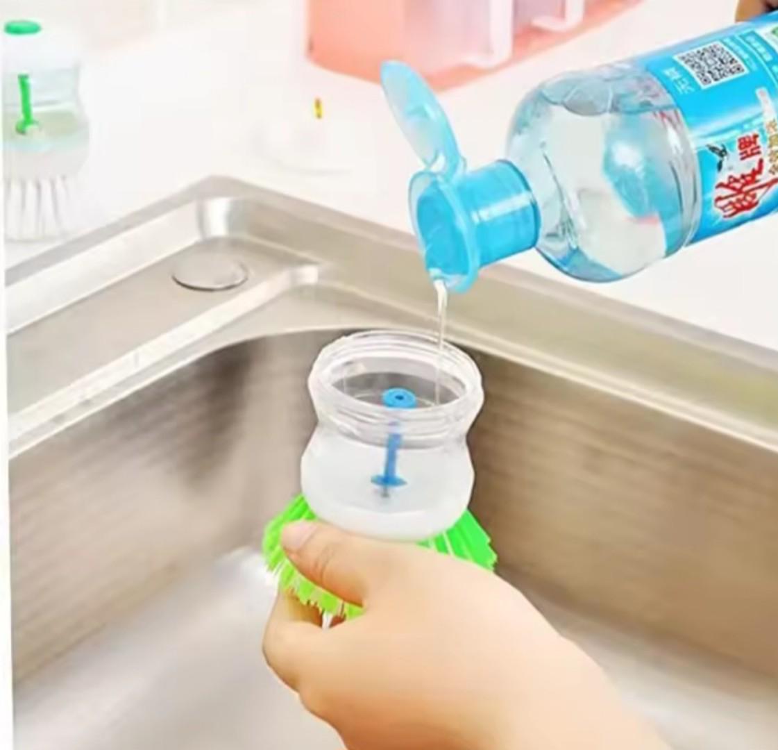 Dish Wash Brush with Auto Soap Press kitchen dishwashing brush dispenser wash pot dishwasher  brush scrubber kitchen cleaning brush tool cleaning accessories
