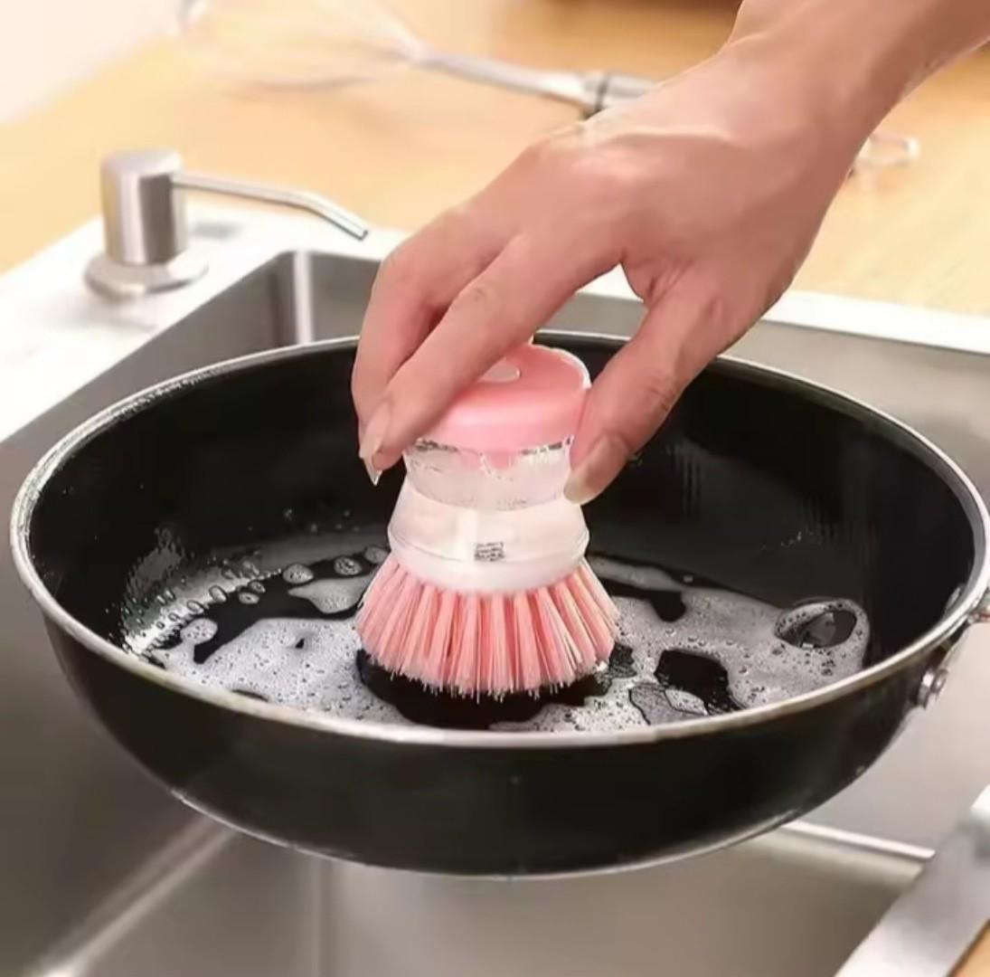 Dish Wash Brush with Auto Soap Press kitchen dishwashing brush dispenser wash pot dishwasher  brush scrubber kitchen cleaning brush tool cleaning accessories