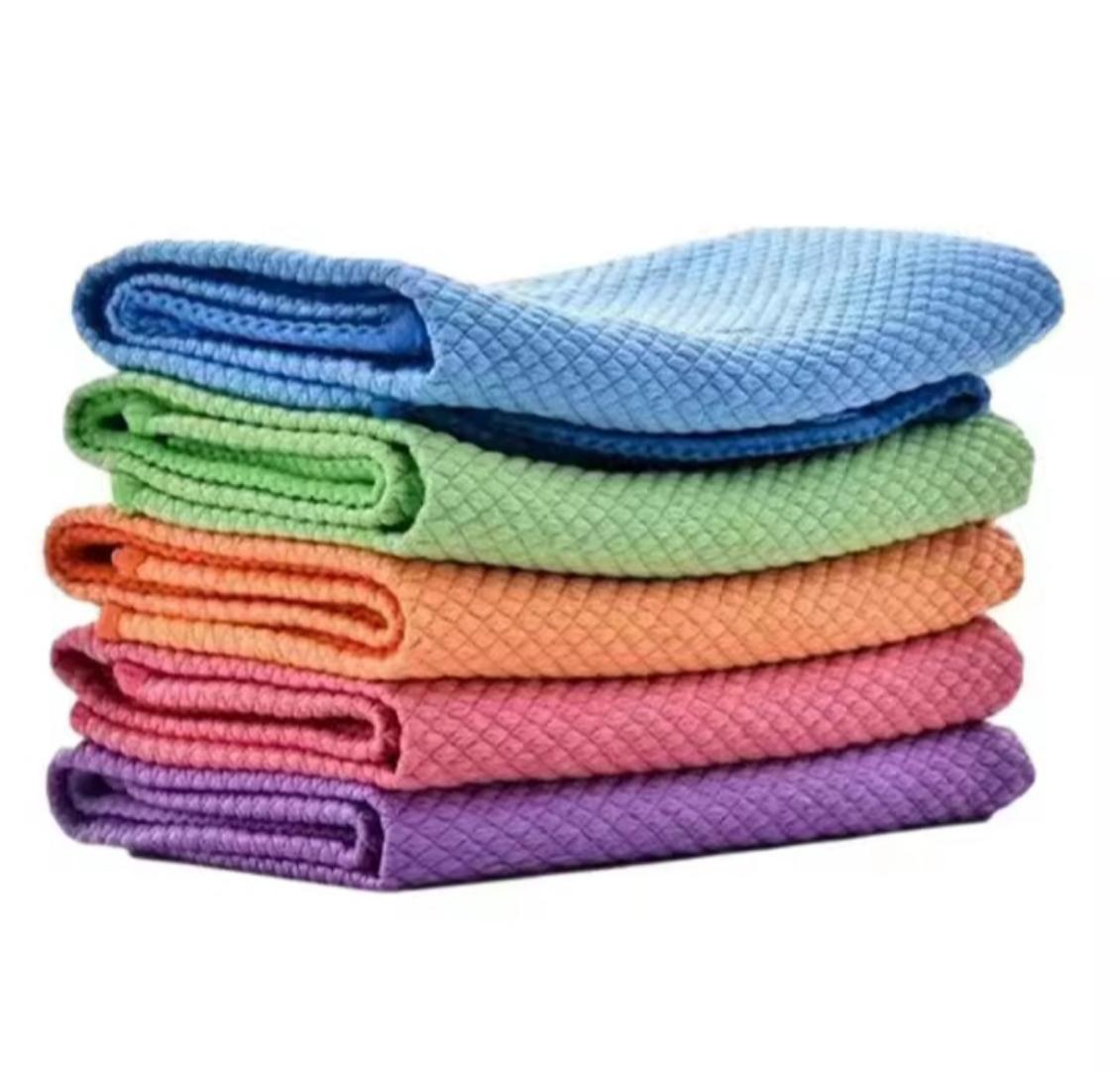 5pcs Microfiber Cleaning Cloth cleaning towel super absorbent window glass cleaning kitchen anti greease wiping rags: size 30 × 40 cm