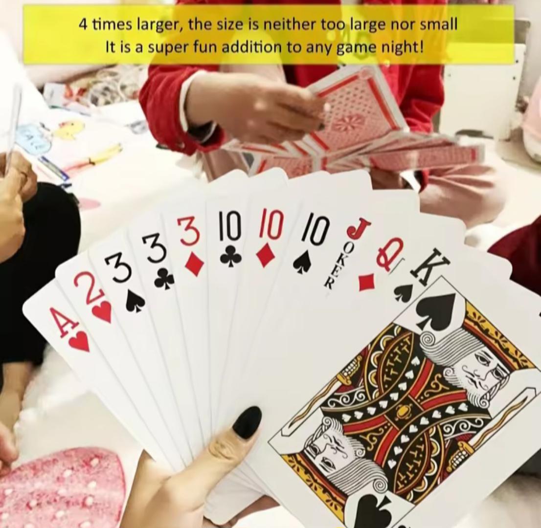 Poker Paper Playing Cards game giant playing card set - 54 cards ( 12 × 7 cm)  for poker cards