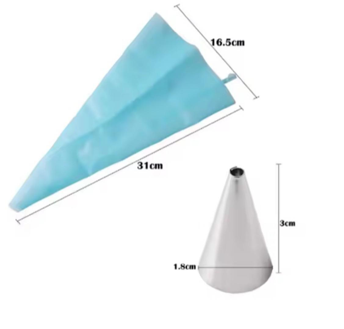 icing piping bag with metal nozzles  8 pieces setPCS/Set Silicone Kitchen Accessories Icing Piping Cream Pastry Bag + 6 Stainless Steel Nozzle Set DIY Cake Decorating Tips Set