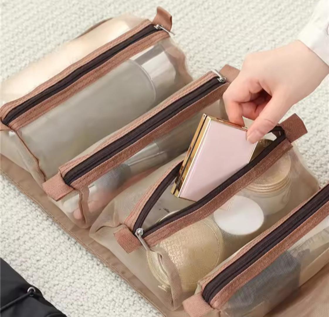 4 in 1 cosmetic bag Travel Toiletry Bag Roll Up Cosmetic Travel Bags With 4 Detachable Pouch Make-up Bag For Toiletries And Shower Accessories.
