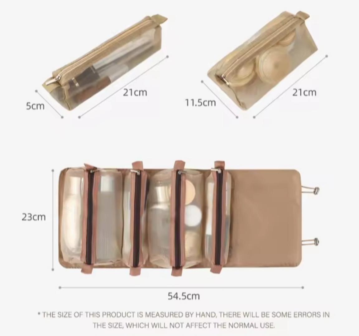 4 in 1 cosmetic bag Travel Toiletry Bag Roll Up Cosmetic Travel Bags With 4 Detachable Pouch Make-up Bag For Toiletries And Shower Accessories.