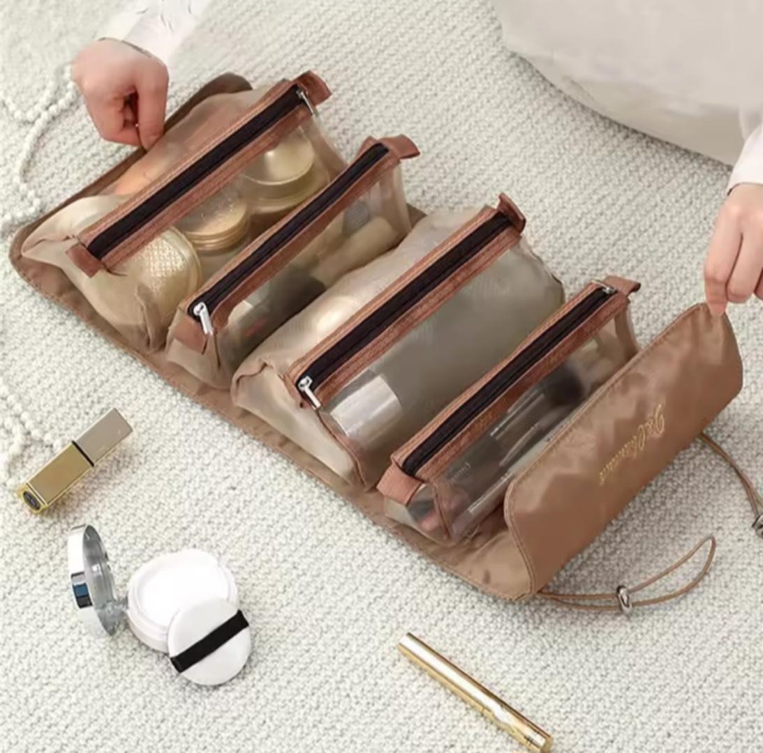 4 in 1 cosmetic bag Travel Toiletry Bag Roll Up Cosmetic Travel Bags With 4 Detachable Pouch Make-up Bag For Toiletries And Shower Accessories.