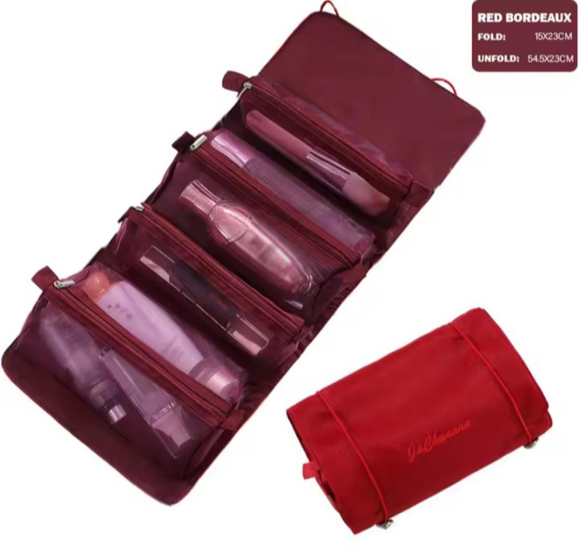 4 in 1 cosmetic bag Travel Toiletry Bag Roll Up Cosmetic Travel Bags With 4 Detachable Pouch Make-up Bag For Toiletries And Shower Accessories.