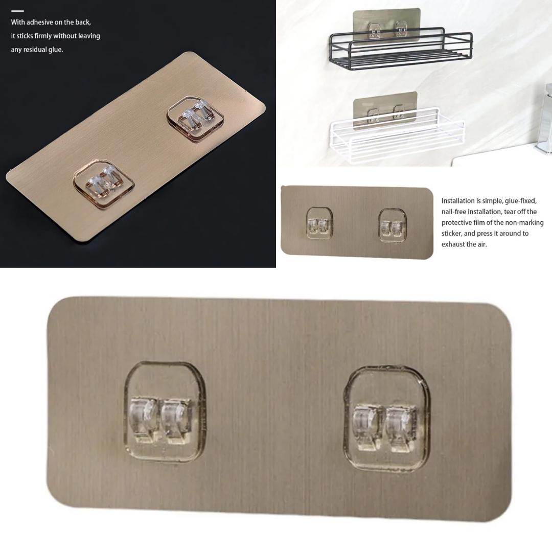 Bathroom Hooks Self-Adhesive Wall Coat Rack Plastic Traceless Shelf Adhesive For Kitchen Shelf Corner Storage Rack