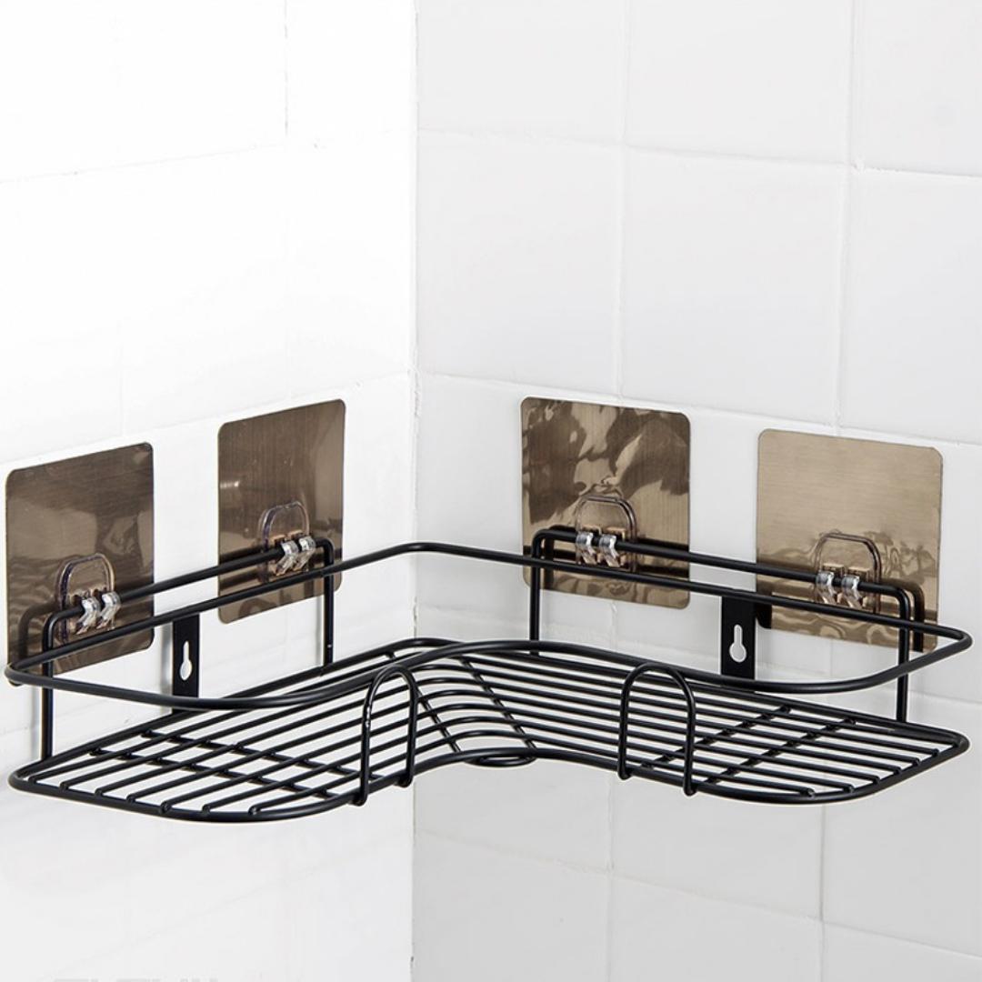 Bathroom Hooks Self-Adhesive Wall Coat Rack Plastic Traceless Shelf Adhesive For Kitchen Shelf Corner Storage Rack