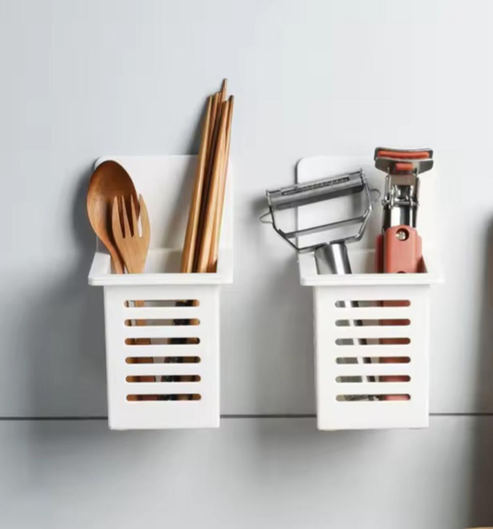 Wall mounted multi purpose organizer wall mounted toothbrush holder set for bathroom spoons and forks holder for kitchen- space saving toothbrush storage.