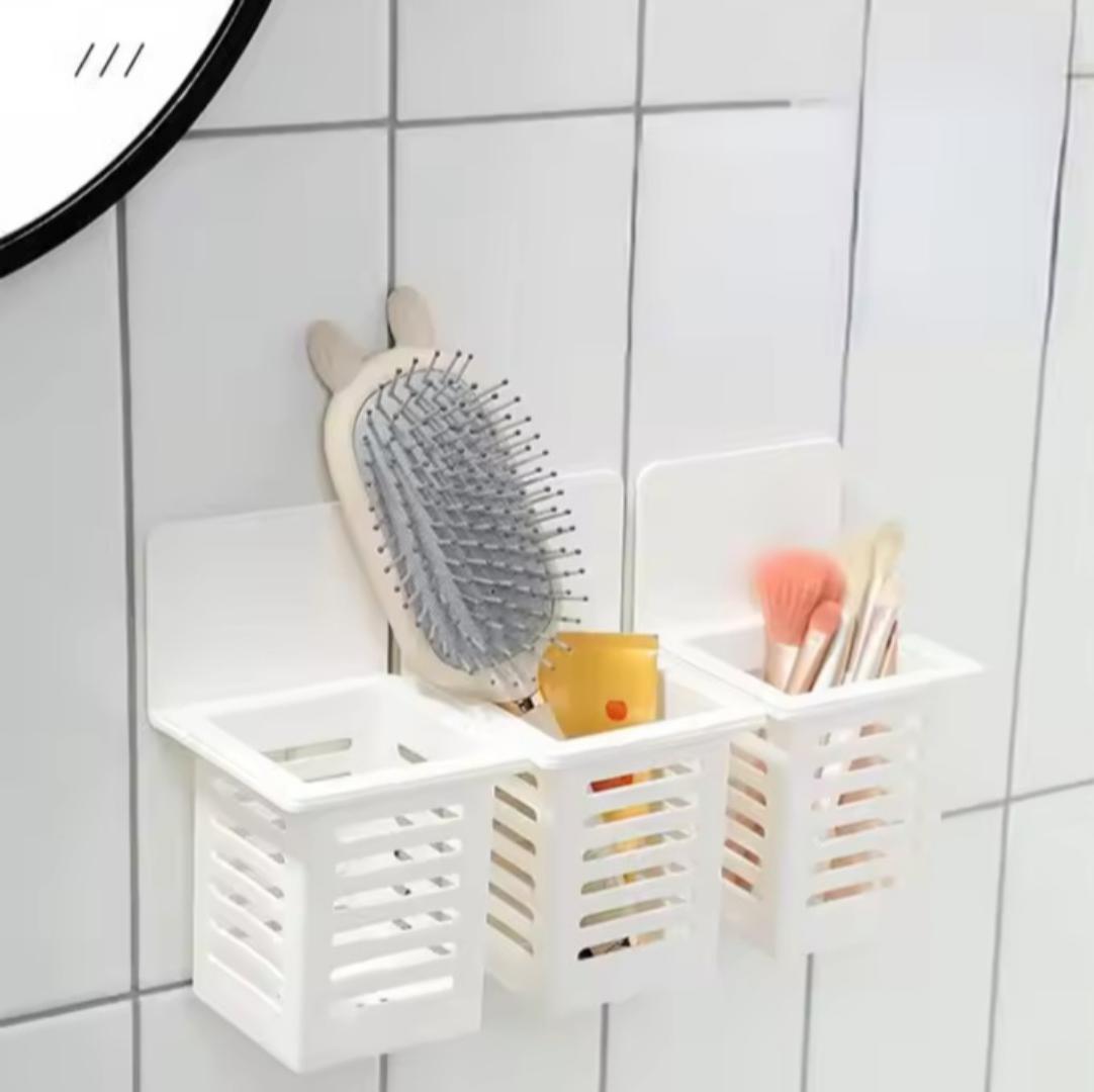 Wall mounted multi purpose organizer wall mounted toothbrush holder set for bathroom spoons and forks holder for kitchen- space saving toothbrush storage.