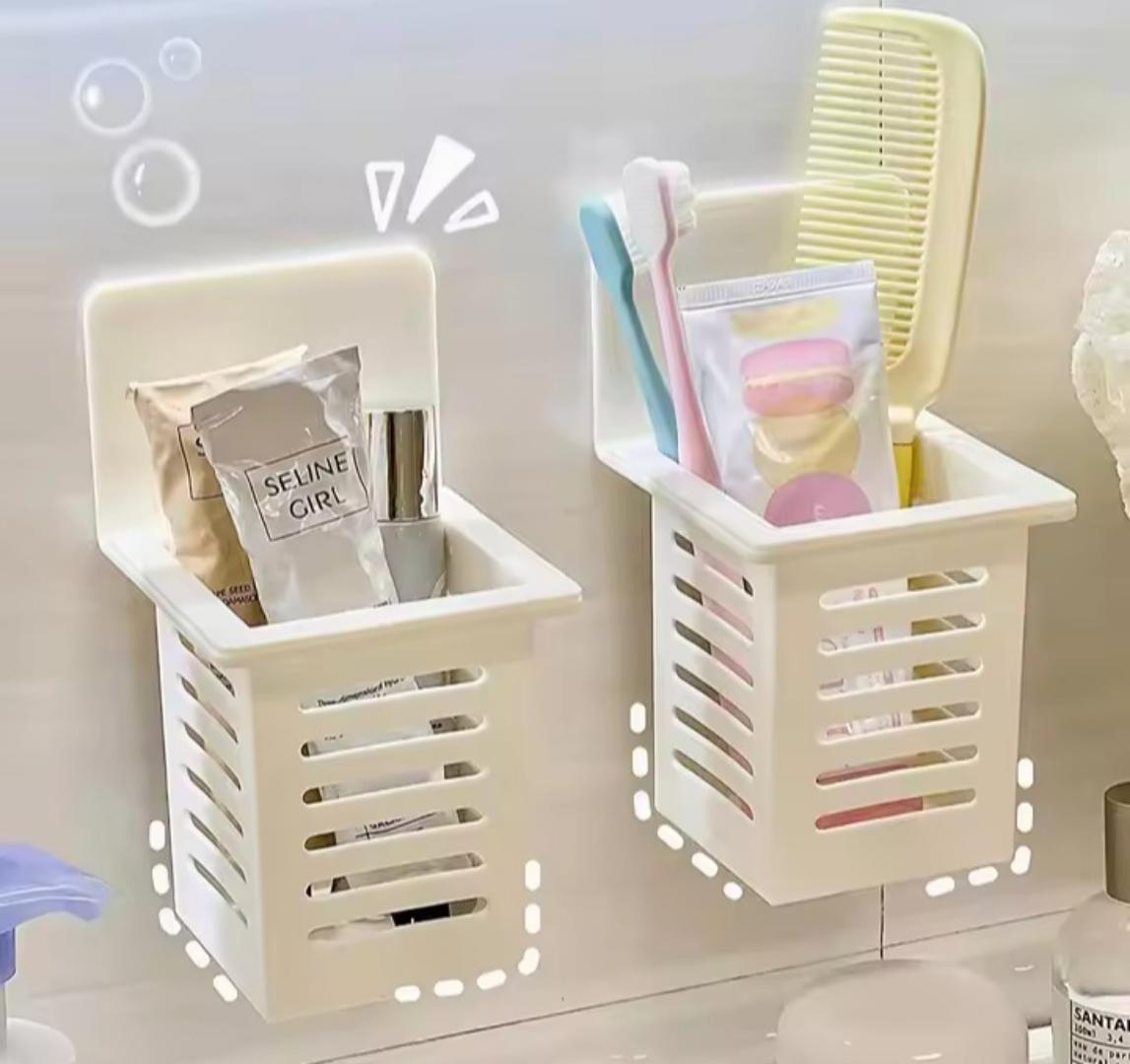 Wall mounted multi purpose organizer wall mounted toothbrush holder set for bathroom spoons and forks holder for kitchen- space saving toothbrush storage.