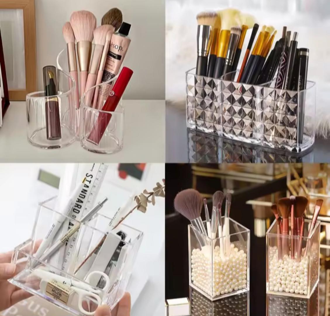 make up and cosmetix organizer Transparent Cosmetic Makeup Acrylic Makeup Brush Tool Storage Box Case Pen Pencil Holder Table Organizer Makeup Tool For Desk.