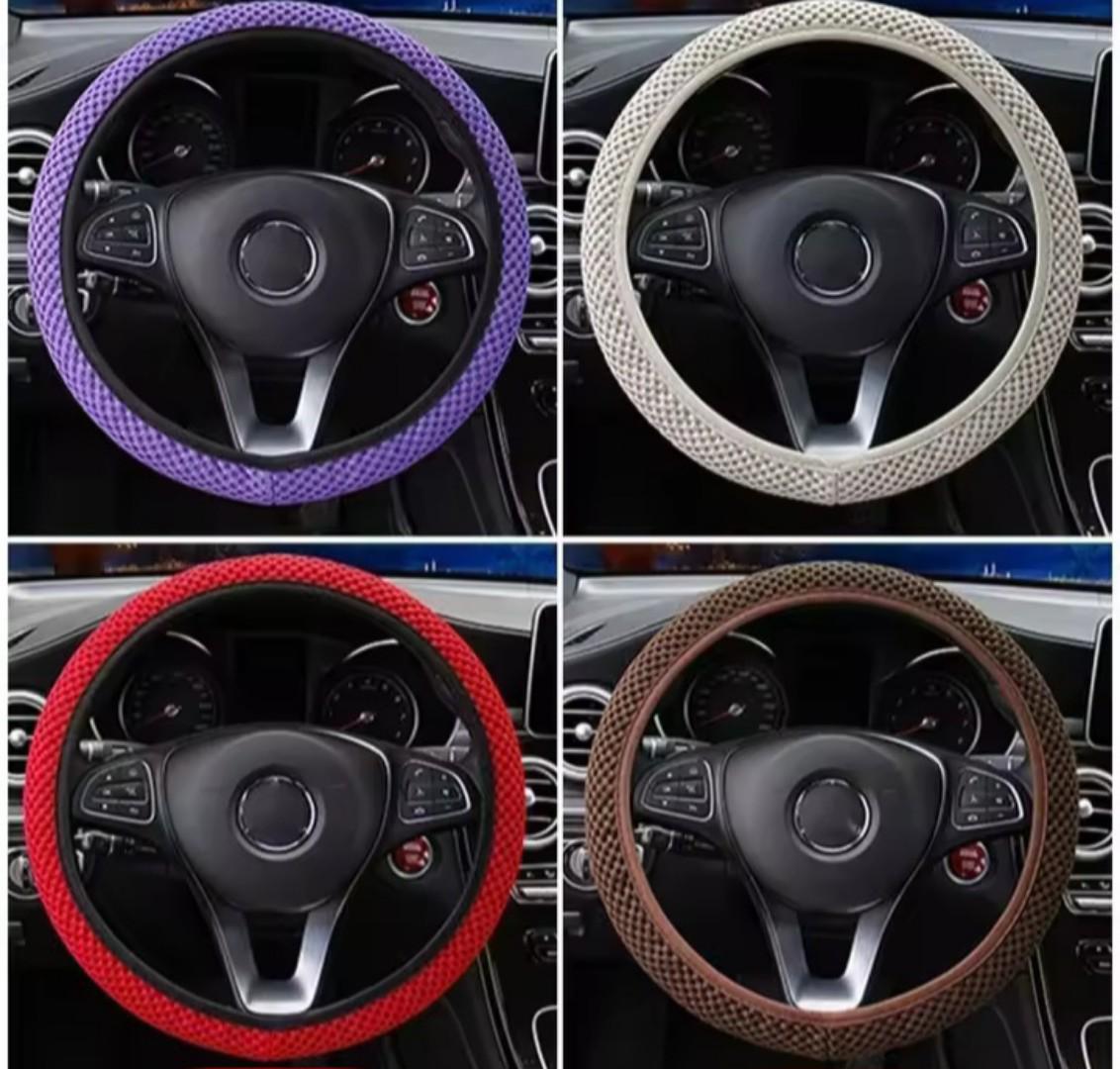 Car steering wheel cover Non-Slip Universal Steering Wheel Cover With Free Elastic Ice Silk Fashionable Car Steering Wheel Cover Accessory.