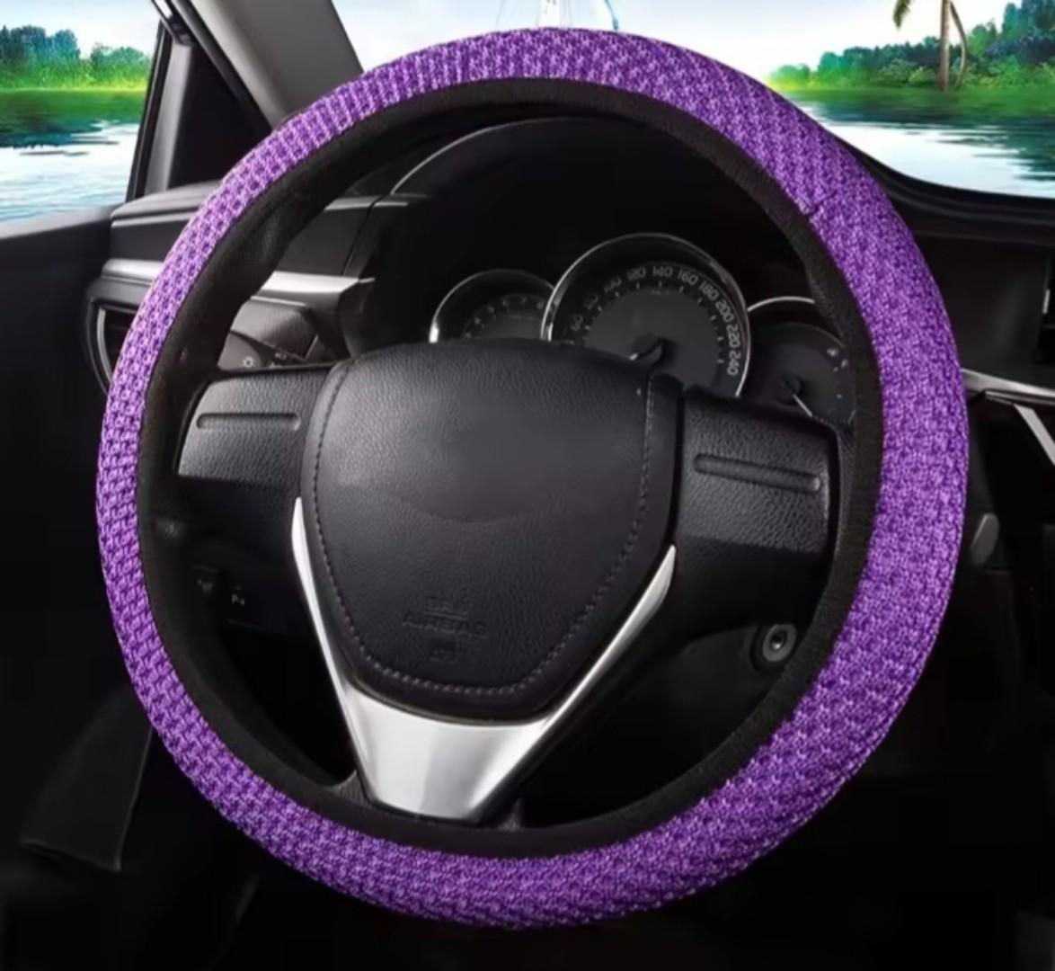 Car steering wheel cover Non-Slip Universal Steering Wheel Cover With Free Elastic Ice Silk Fashionable Car Steering Wheel Cover Accessory.