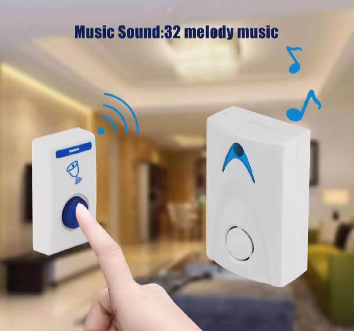 LED wireless smart doorbell LED Wireless Smart Doorbell Volume Adjustable Home Door Bell Remote Control Battery Powered Security Portable 36 Tune Songs.