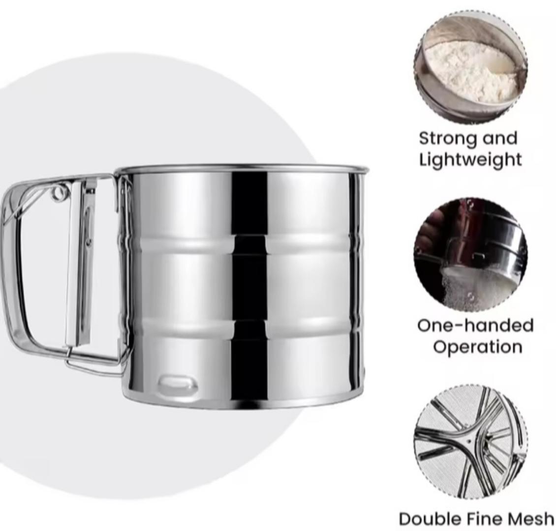 Handheld stainless steel flour sieve Stainless Steel Flour Sifter Fine Mesh Powder Flour Sieve Icing Sugar Manual Sieve Cup Kitchen Gadget Baking Pastry
