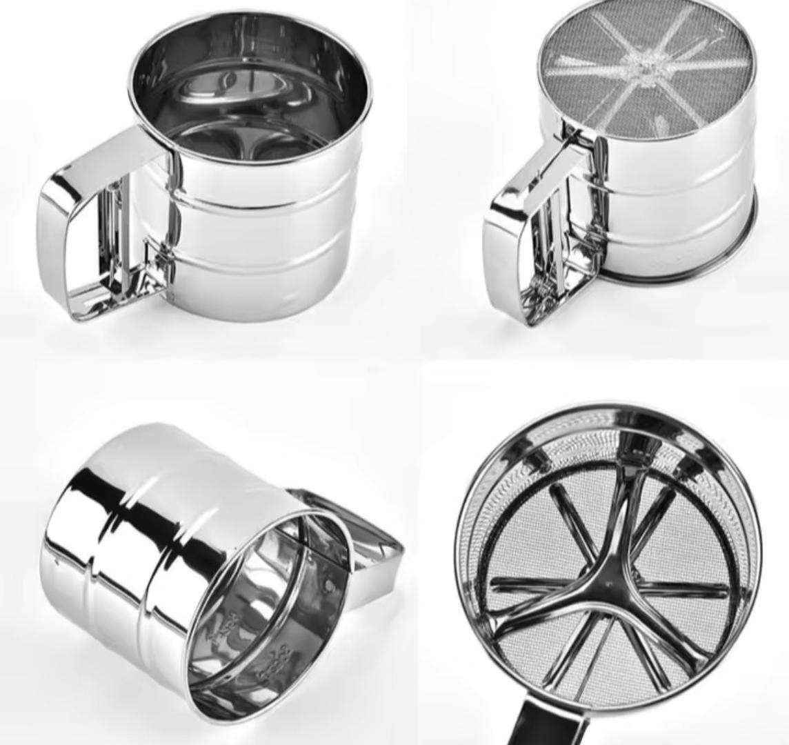 Handheld stainless steel flour sieve Stainless Steel Flour Sifter Fine Mesh Powder Flour Sieve Icing Sugar Manual Sieve Cup Kitchen Gadget Baking Pastry