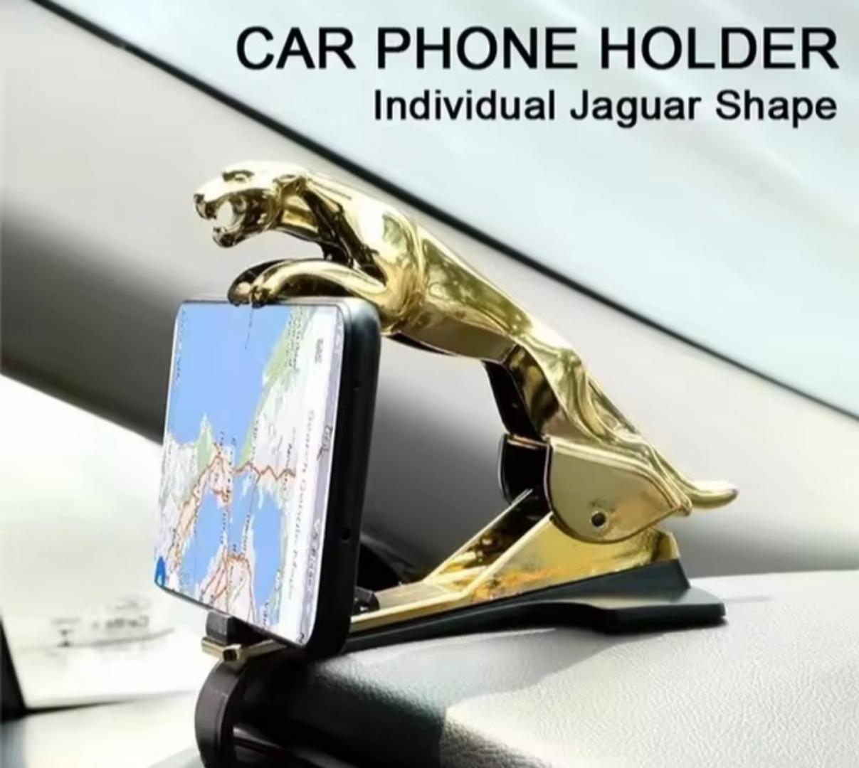 Jaguar car phone holder 360° Rotating Cool Jaguar Cheetah HUD Car Phone Holder Leopard Cell Phone GPS Stand 360 Degree Mount Adjustable Clip Holder Accessories