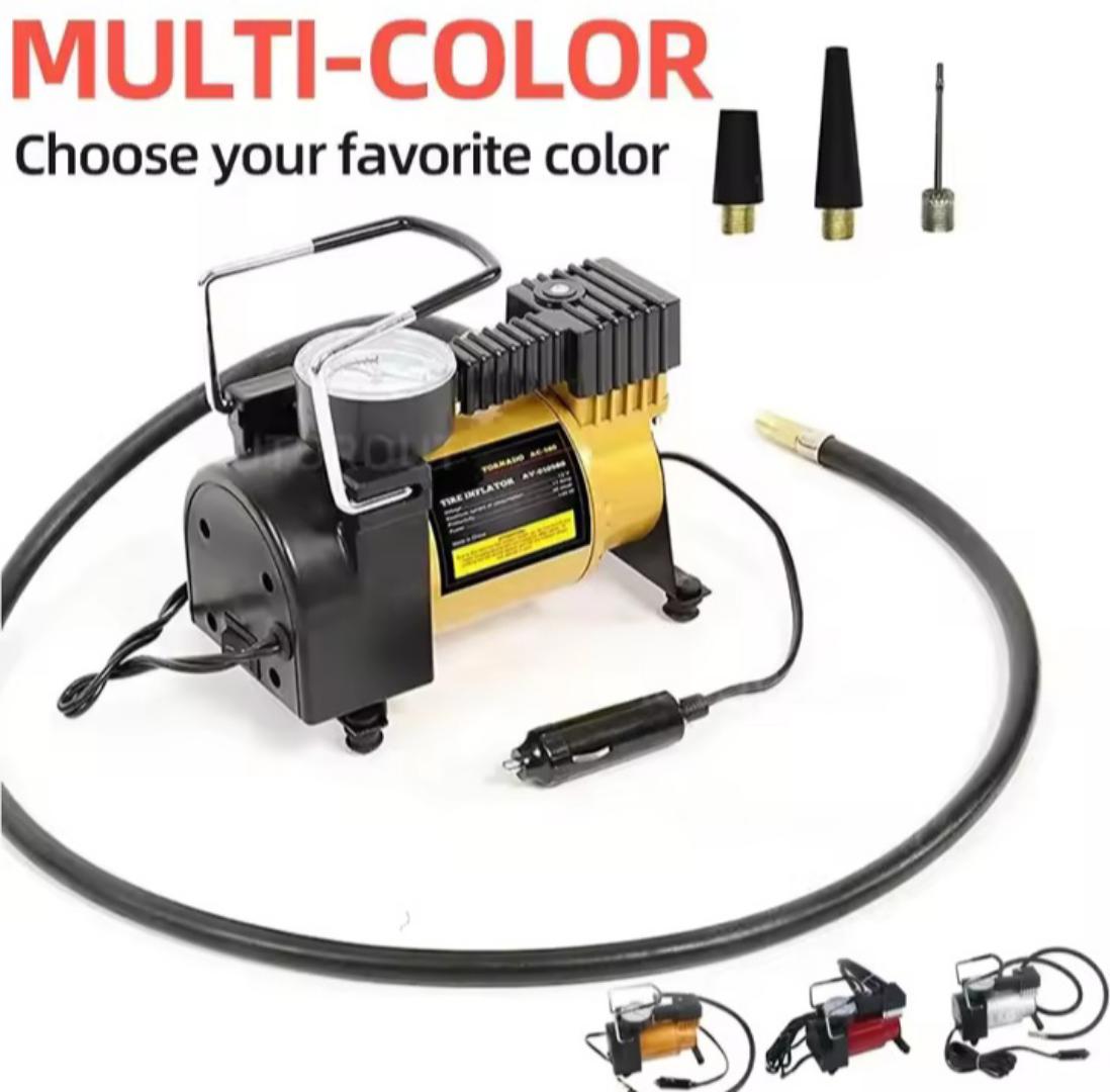 Emergency car tire air inflator pump, air compressor.  tire tyre pump. 1-Cylinder Air Compressor/Tyre Inflator.