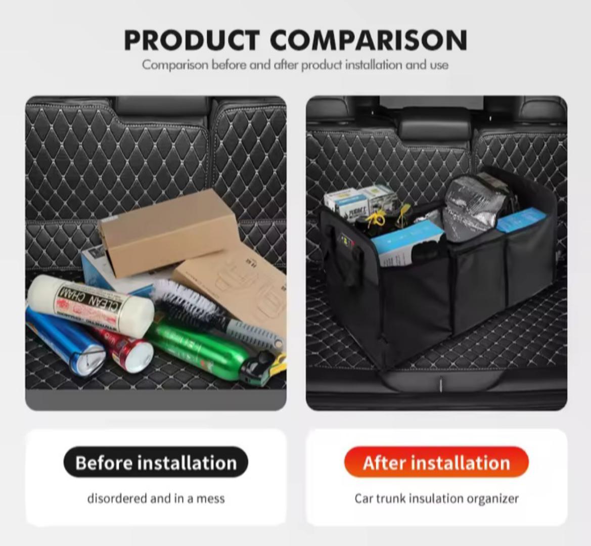 Car trunk organizer, storage box with insulation  Folding Leather Car Organizer Stowing Tidying Box