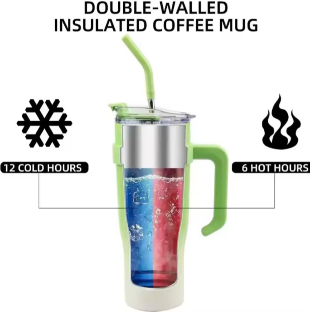 1200ml miniso trend Stanley cup, travel mug or flask 1200ml Sports Water Bottle Stainless Steel Double Vacuum Insulated Mug Keep Cold Hot Thermal Car Cup for Water Iced Tea Coffee.