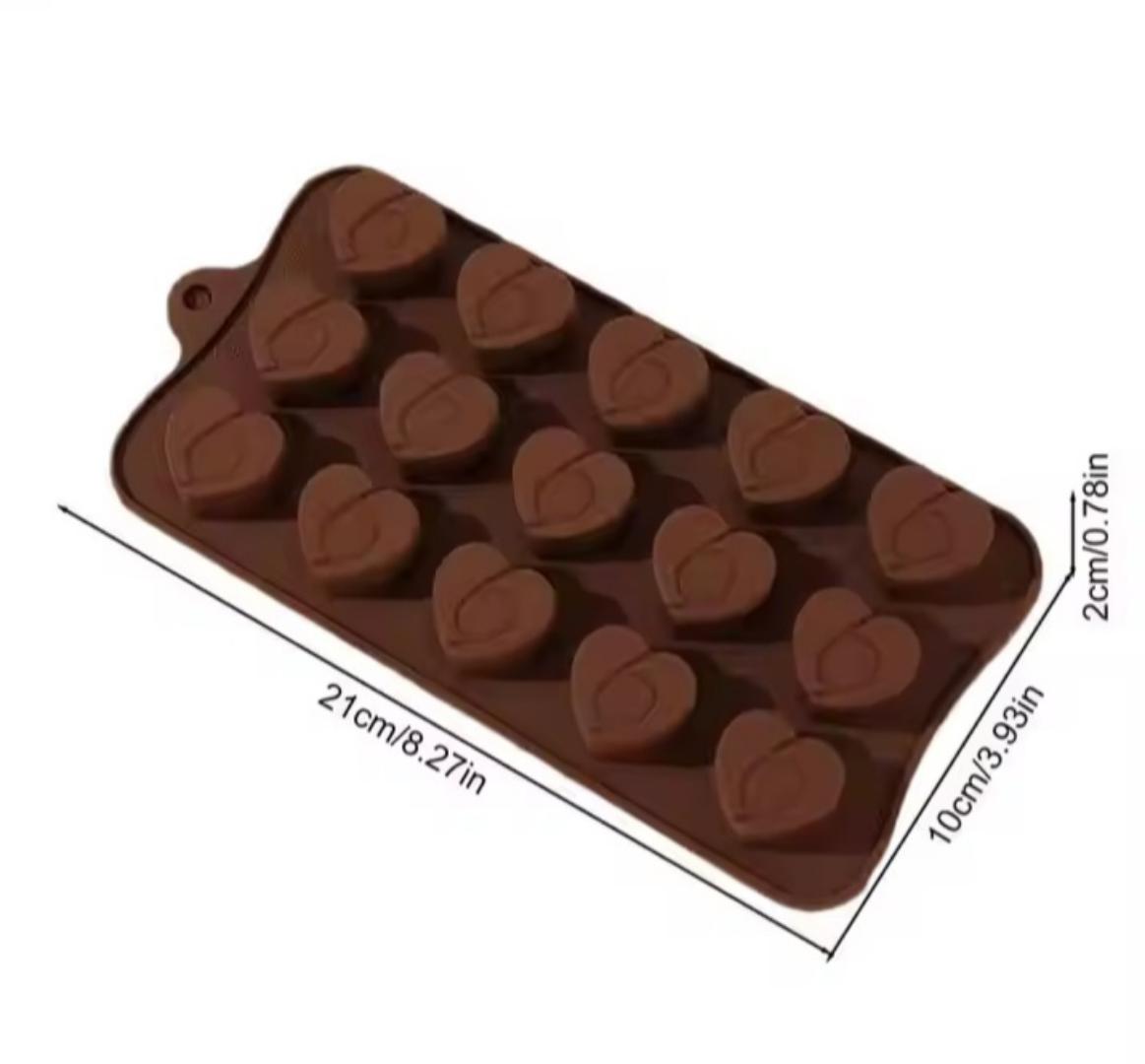 15 slot silicone chocolate mould, mold Chocolate Silicone Mold Non-Stick Heart Shaped Chocolate Mold Silicone Mold Food Grade Candy Mold Reusable Baking Mold For Cake