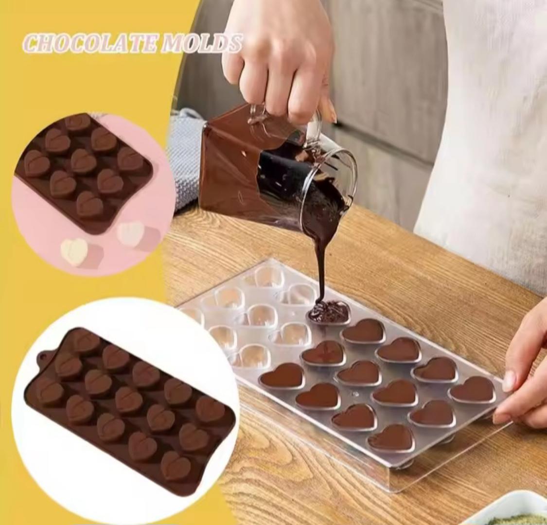 15 slot silicone chocolate mould, mold Chocolate Silicone Mold Non-Stick Heart Shaped Chocolate Mold Silicone Mold Food Grade Candy Mold Reusable Baking Mold For Cake