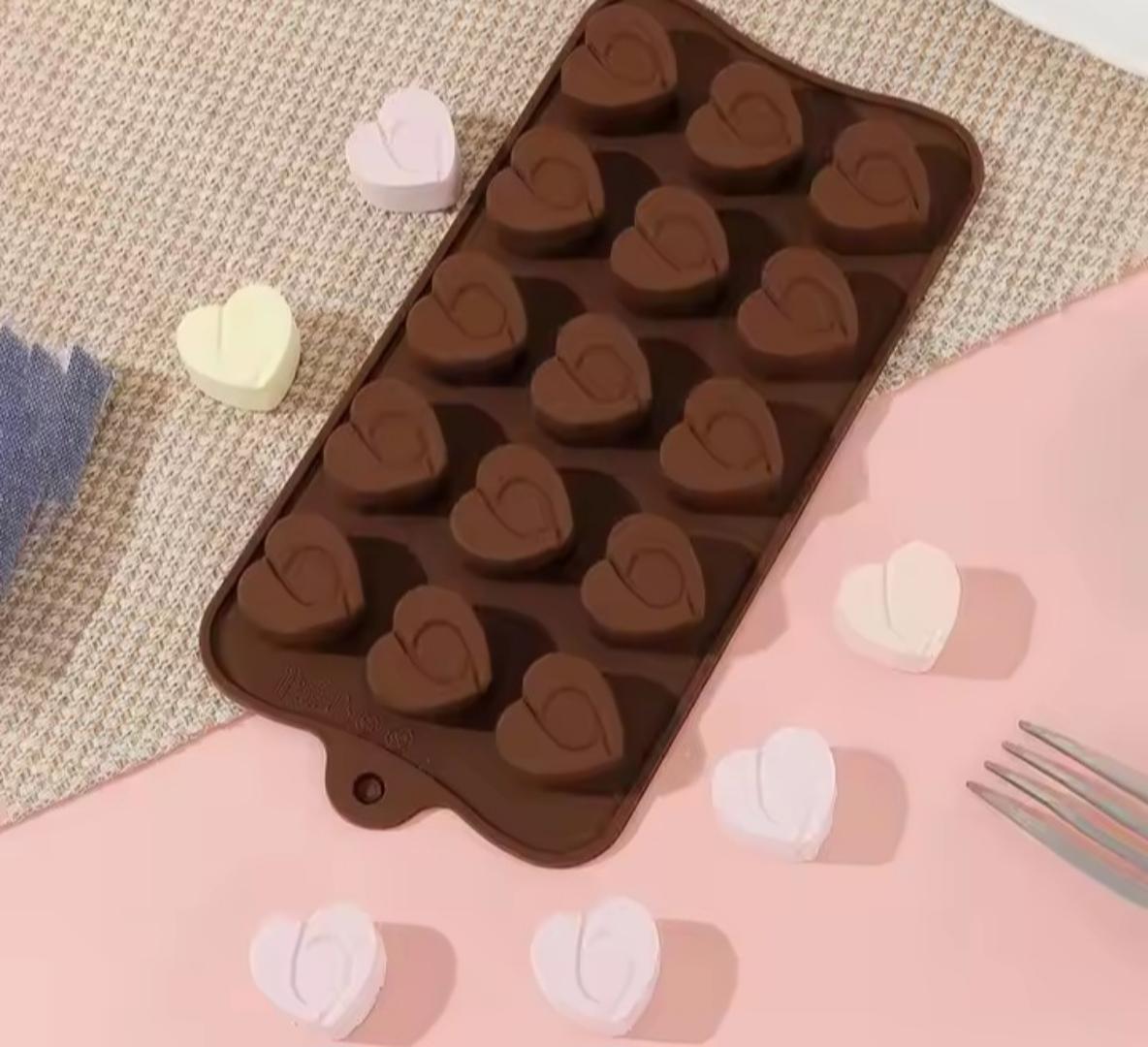 15 slot silicone chocolate mould, mold Chocolate Silicone Mold Non-Stick Heart Shaped Chocolate Mold Silicone Mold Food Grade Candy Mold Reusable Baking Mold For Cake