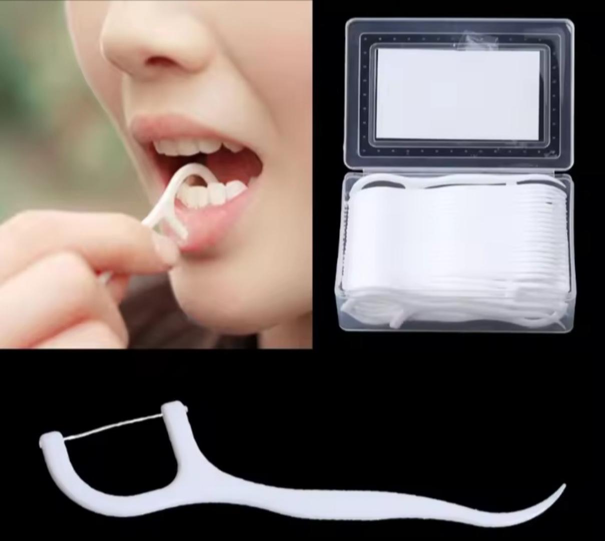 50 Dental Floss Flosser Picks Toothpicks Teeth Stick Tooth Cleaning Interdental Brush Dental Floss Pick Oral Hygiene Care.