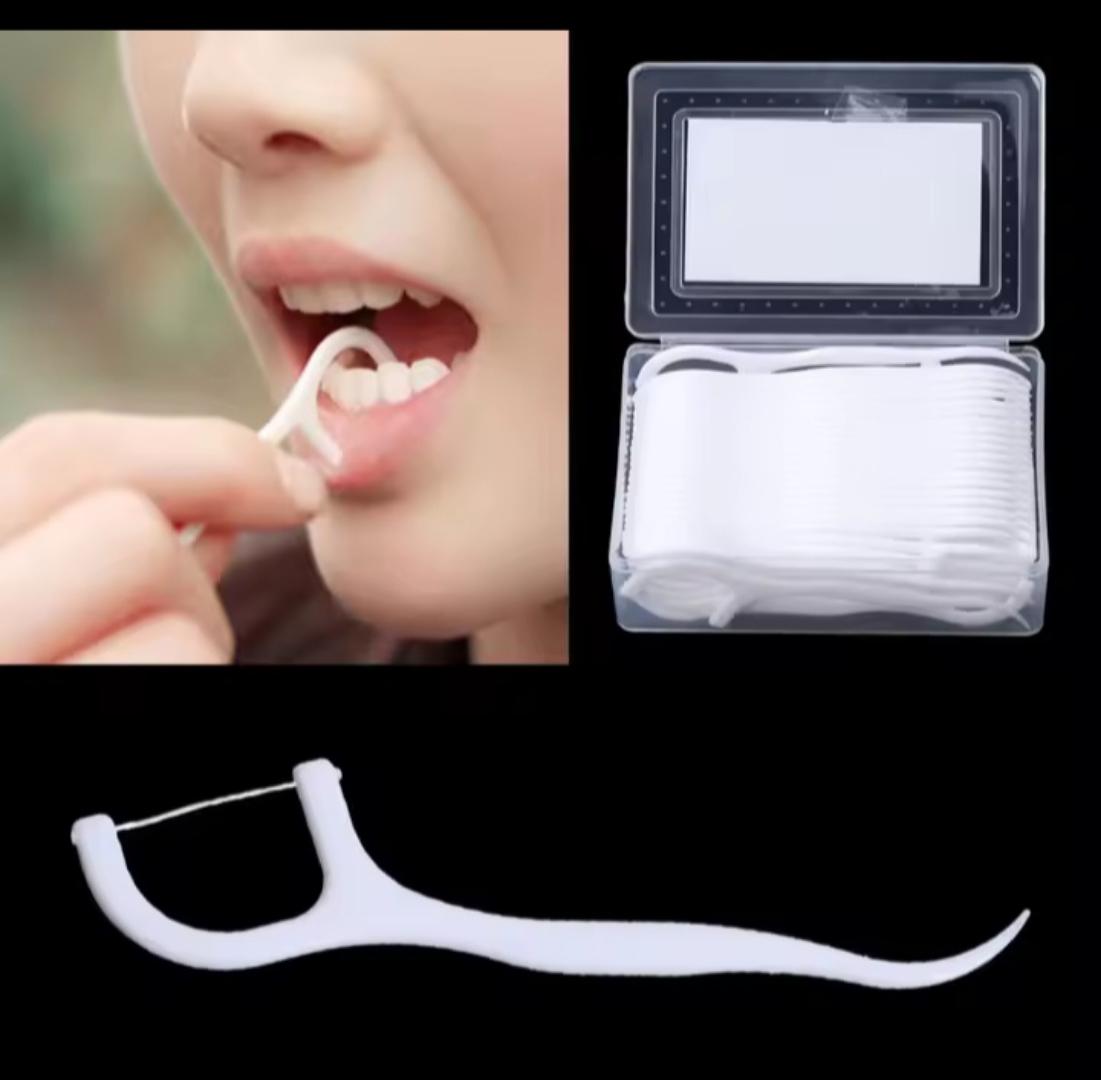 50 Dental Floss Flosser Picks Toothpicks Teeth Stick Tooth Cleaning Interdental Brush Dental Floss Pick Oral Hygiene Care.