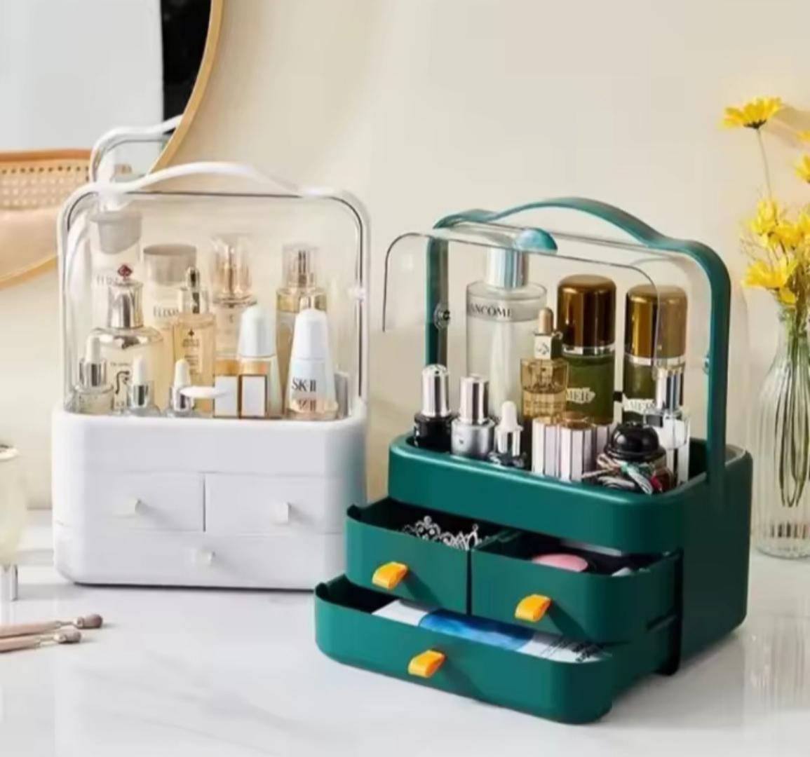 Makeup and cosmetics storage box and Organizer with drawers Own style Acrylic 3 Drawers dome cosmetic organizerMakeup Organizer Box Desktop Drawer Storage Box Transparent Dust-proof Dressing Table Ski