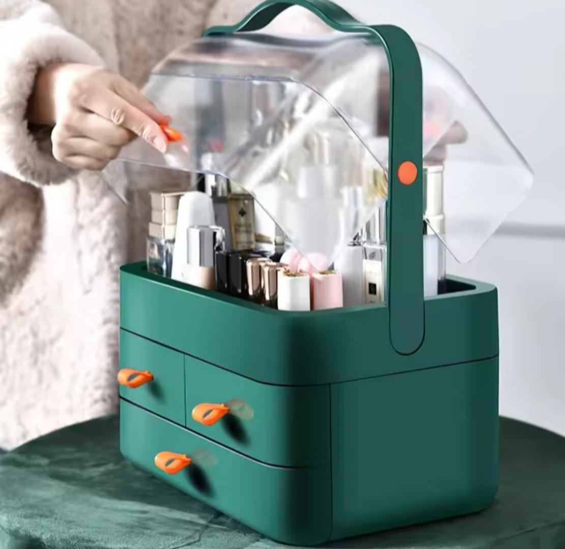 Makeup and cosmetics storage box and Organizer with drawers Own style Acrylic 3 Drawers dome cosmetic organizerMakeup Organizer Box Desktop Drawer Storage Box Transparent Dust-proof Dressing Table Ski