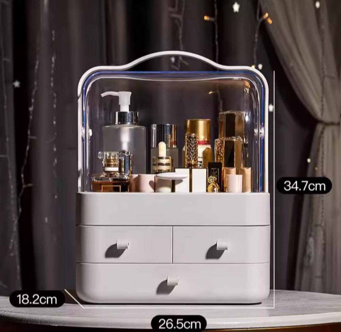 Makeup and cosmetics storage box and Organizer with drawers Own style Acrylic 3 Drawers dome cosmetic organizerMakeup Organizer Box Desktop Drawer Storage Box Transparent Dust-proof Dressing Table Ski
