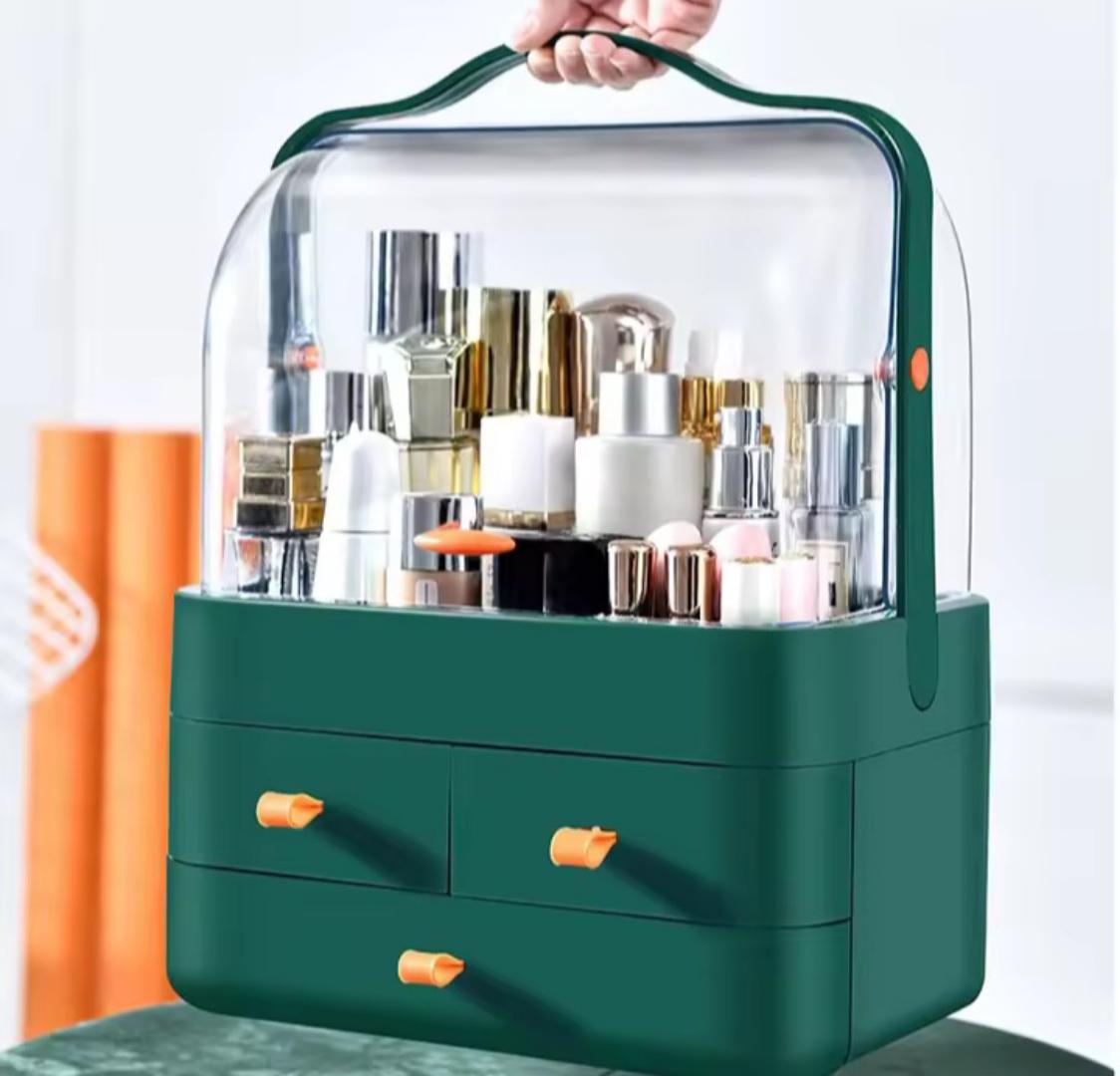 Makeup and cosmetics storage box and Organizer with drawers Own style Acrylic 3 Drawers dome cosmetic organizerMakeup Organizer Box Desktop Drawer Storage Box Transparent Dust-proof Dressing Table Ski