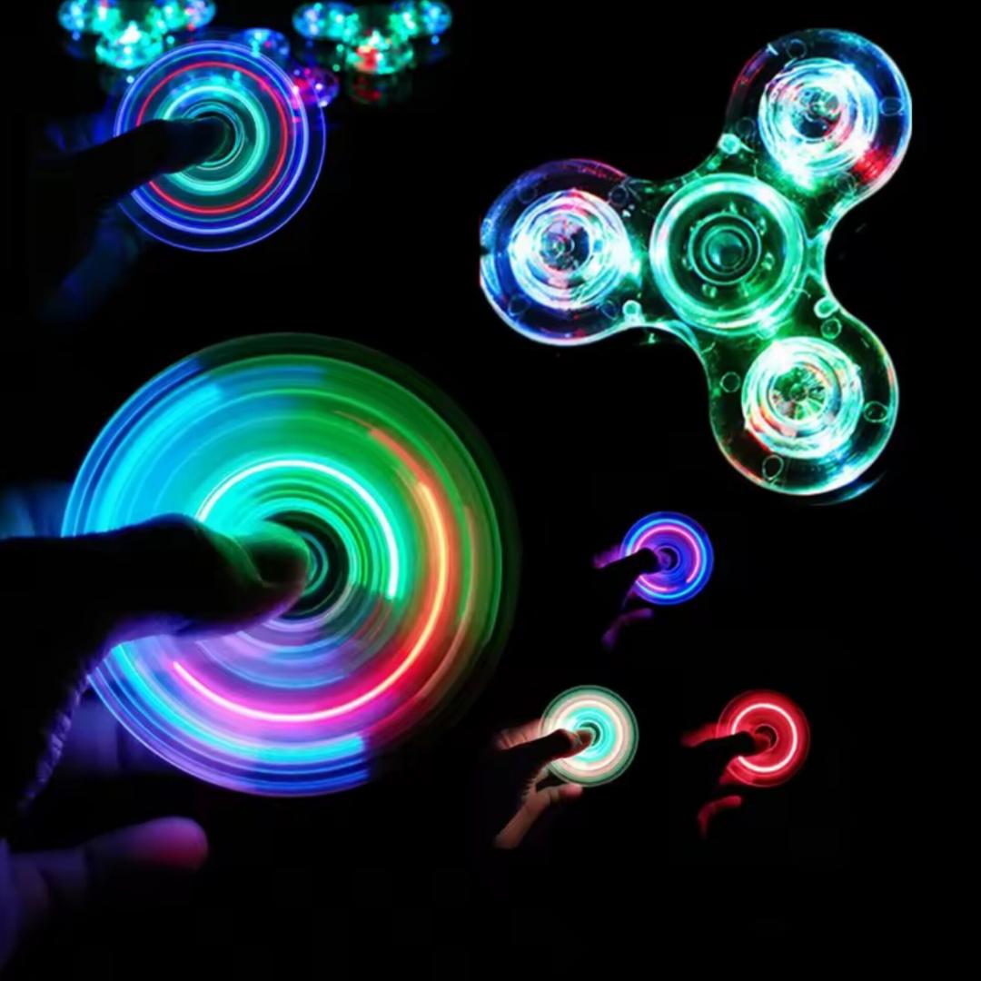 Fingertip fidget spinner toyTransparent Gyro Fingertip With Light Luminous Colorful Luminous Finger Pressure Reduction Toy