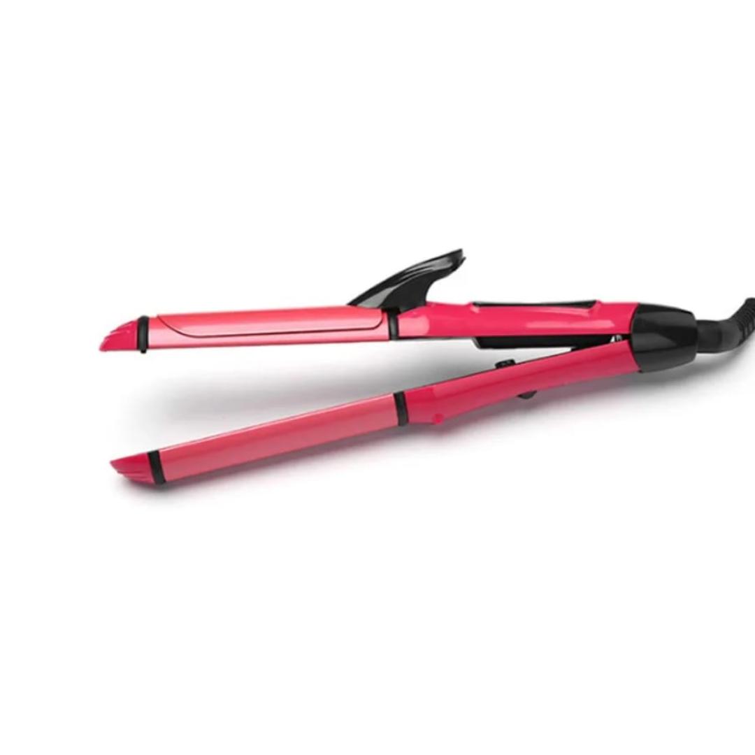 2 in 1 Hair Straightening and Curling Iron, Straightener, 2 In 1 Electic Hair Curl Iron Ceramic Straightener Wave Flat Wand Styling Roller Straighter Hairstyling LCD Curler Tongs Crimple
