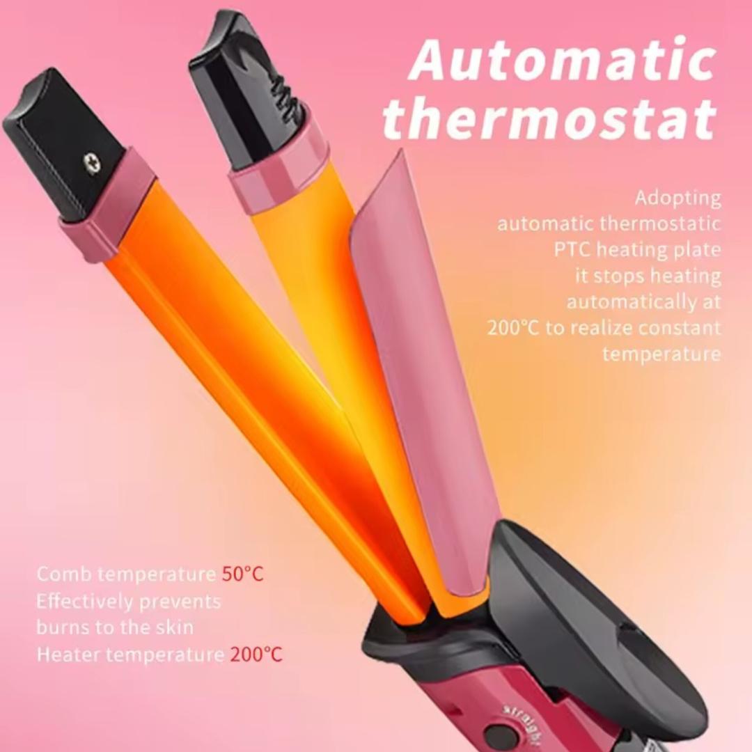 2 in 1 Hair Straightening and Curling Iron, Straightener, 2 In 1 Electic Hair Curl Iron Ceramic Straightener Wave Flat Wand Styling Roller Straighter Hairstyling LCD Curler Tongs Crimple