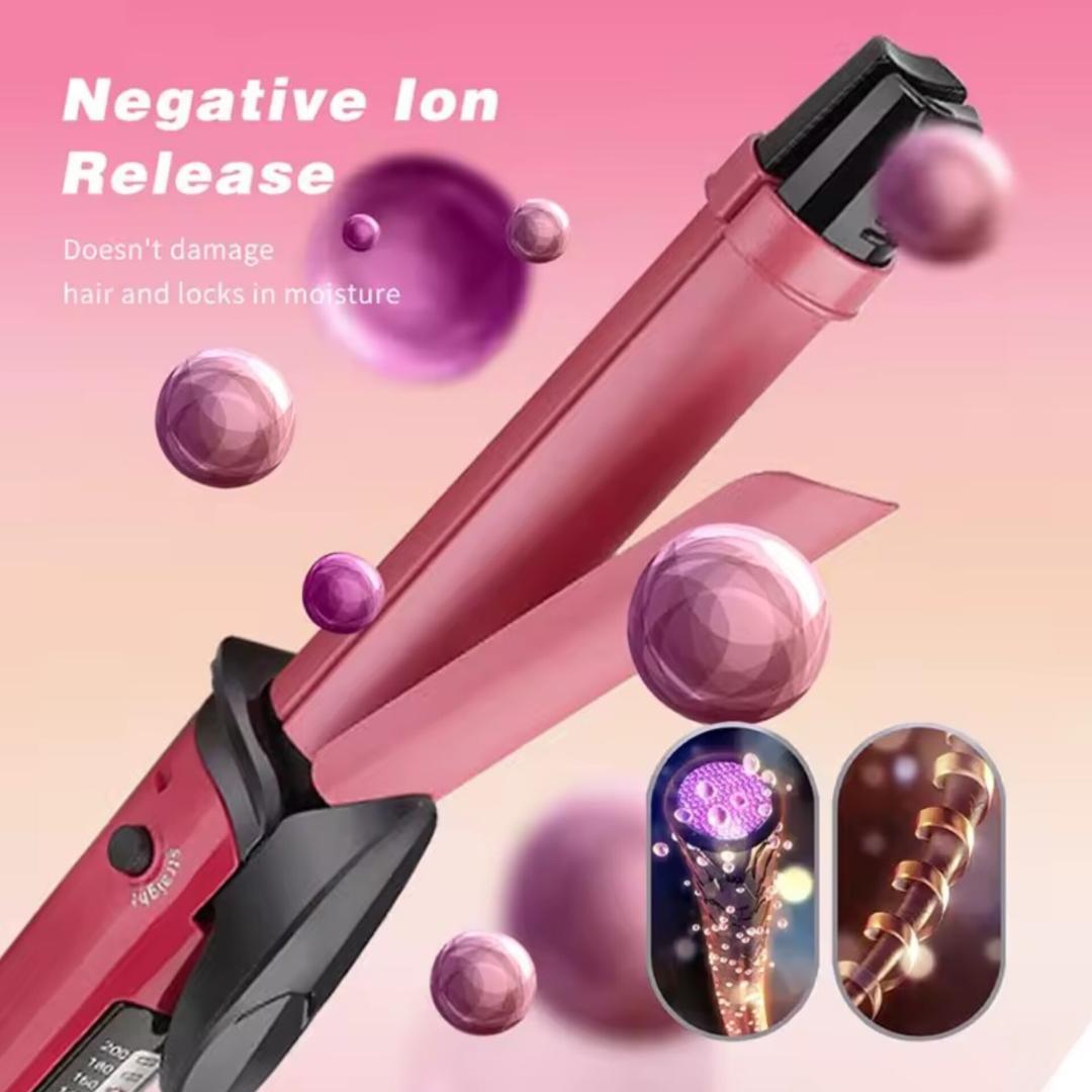 2 in 1 Hair Straightening and Curling Iron, Straightener, 2 In 1 Electic Hair Curl Iron Ceramic Straightener Wave Flat Wand Styling Roller Straighter Hairstyling LCD Curler Tongs Crimple