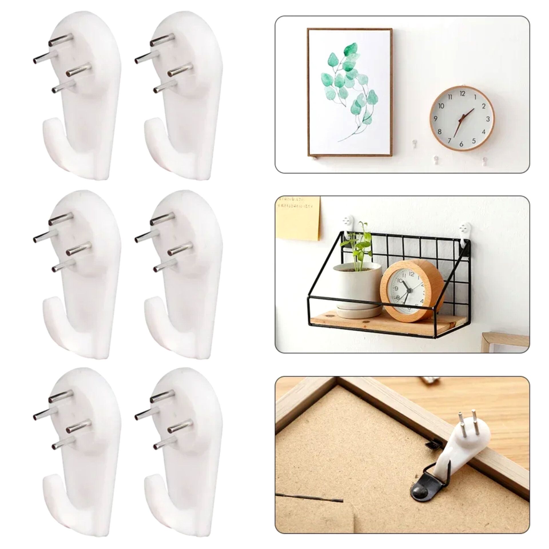 5pc Picture Hangers Hooks, Wall Hooks for Frames Clocks